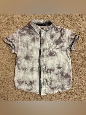 Brooklyn Laundry size 4 Kids Short Sleeve Button-Down Shirt - Gray Tie-Dye